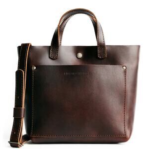 Portland leather brown tote mini crossbody